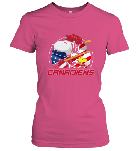 lshm montreal canadienssnoopy and woodstock nhl ladies t shirt 20 front heliconia
