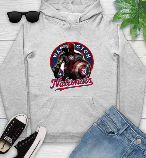 MLB Captain America Thor Spider Man Hawkeye Avengers Endgame Baseball Washington Nationals Youth Hoodie