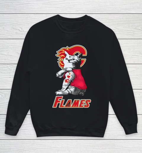 NHL My Cat Loves Calgary Flames Hockey Youth Sweatshirt