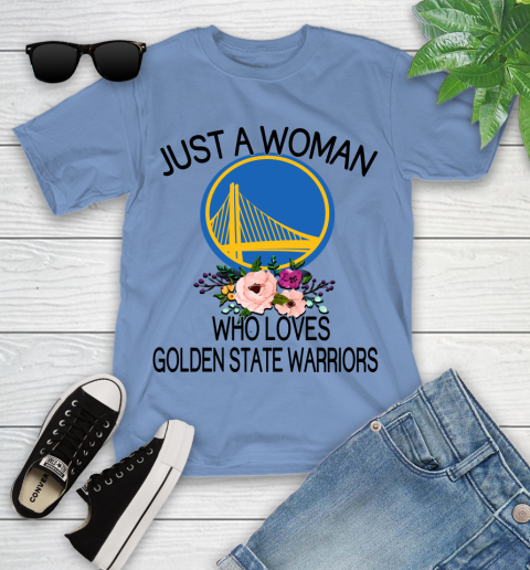 NBA Just A Woman Who Loves Golden State Warriors Basketball Sports Youth T-Shirt 9