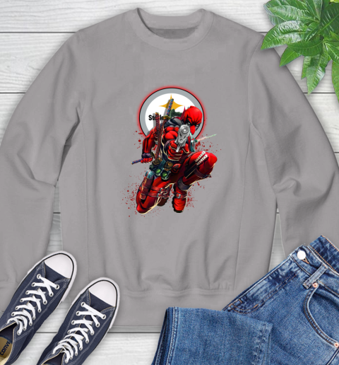 NFL Deadpool Marvel Comics Sports Football Pittsburgh Steelers Sweatshirt 5