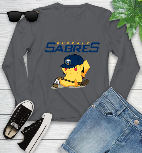NHL Pikachu Hockey Sports Buffalo Sabres Youth Long Sleeve 8