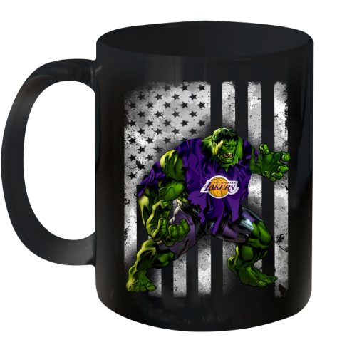 Los Angeles Lakers Hulk Marvel Avengers NBA Basketball American Flag Ceramic Mug 11oz