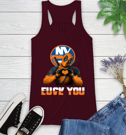 NHL New York Islanders Deadpool Love You Fuck You Hockey Sports Racerback Tank 2