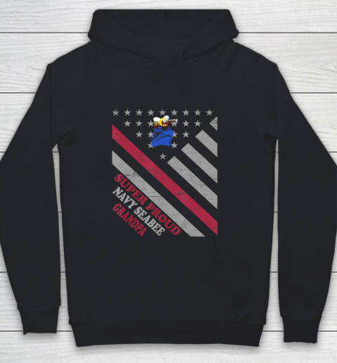 GrandFather gift shirt Vintage Flag Veteran Super Proud Navy Seabee Grandpa T Shirt Youth Hoodie