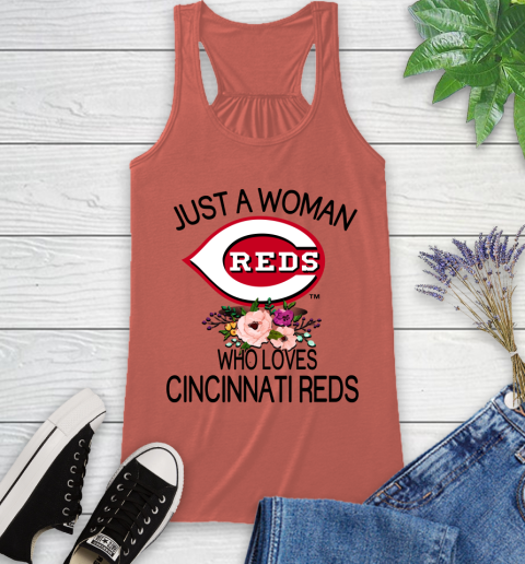 MLB Just A Woman Who Loves Cincinnati Reds Baseball Sports Racerback Tank 2