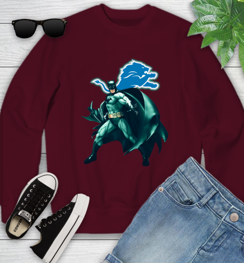 NFL Batman Football Sports Detroit Lions Youth Sweatshirt 5