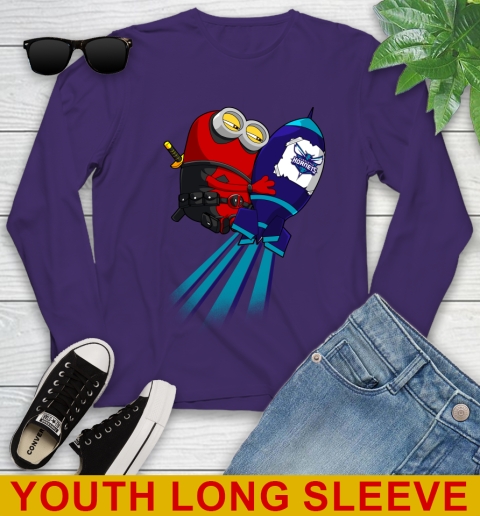 NBA Basketball Charlotte Hornets Deadpool Minion Marvel Shirt Youth Long Sleeve 4