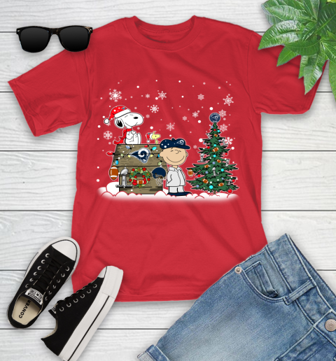NFL Los Angeles Rams Snoopy Charlie Brown Christmas Football Super Bowl Sports Youth T-Shirt 13