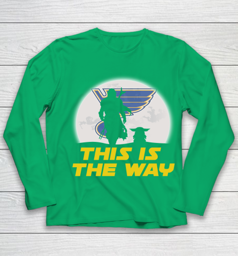 St.Louis Blues NHL Ice Hockey Star Wars Yoda And Mandalorian This Is The Way Youth Long Sleeve 4
