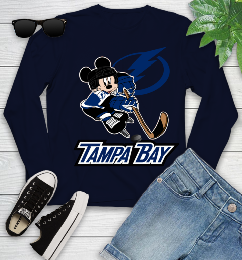 NHL Tampa Bay Lightning Mickey Mouse Disney Hockey T Shirt Youth Long Sleeve 3