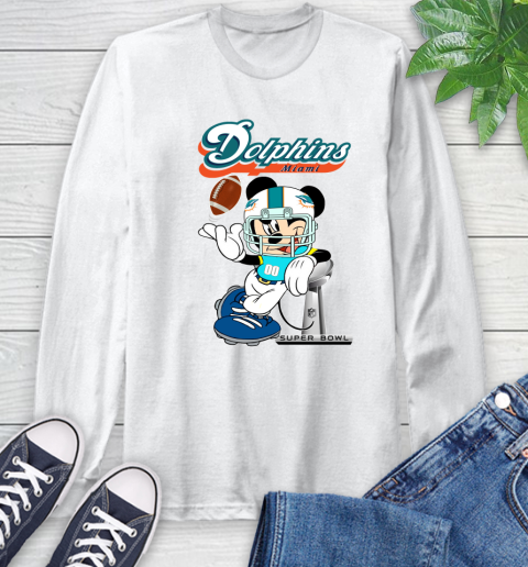 NFL Miami Dolphins Mickey Mouse Disney Super Bowl Football T Shirt Long Sleeve T-Shirt