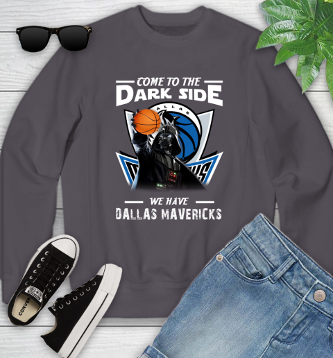 NBA Come To The Dark Side We Have Dallas Mavericks Star Wars Darth Vader Basketball Youth Sweatshirt 5