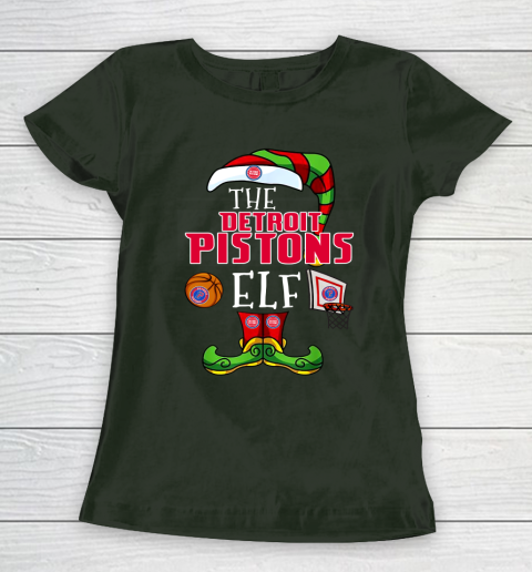 Detroit Pistons Christmas ELF Funny NBA Women's T-Shirt 4