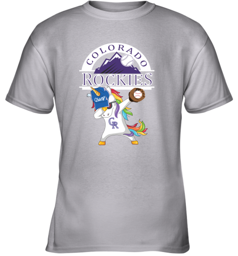 Hip Hop Dabbing Unicorn Flippin Love Colorado Rockies Youth T-Shirt