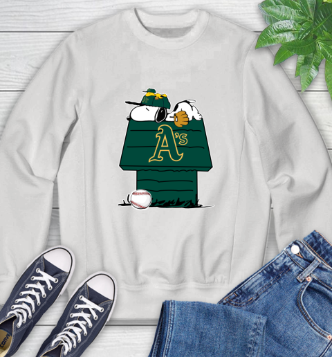 MLB Oakland Athletics Snoopy Woodstock The Peanuts Movie Baseball T Shirt Sweatshirt