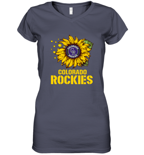 Colorado Rockiers Sunflower MLB Baseball Women's V-Neck T-Shirt