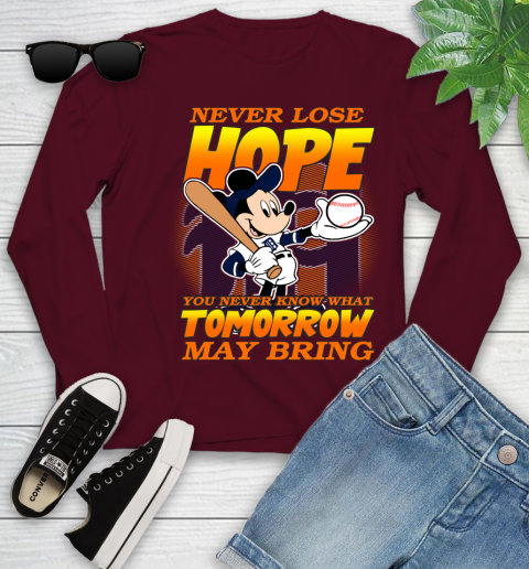 Detroit Tigers MLB Baseball Mickey Disney Never Lose Hope Youth Long Sleeve 6