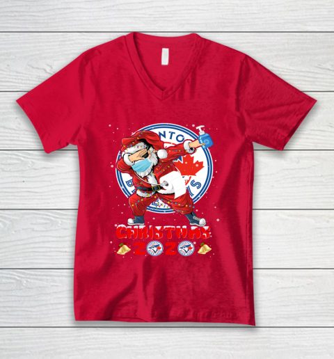 Toronto Blue Jays Funny Santa Claus Dabbing Christmas 2020 MLB V-Neck T-Shirt 6