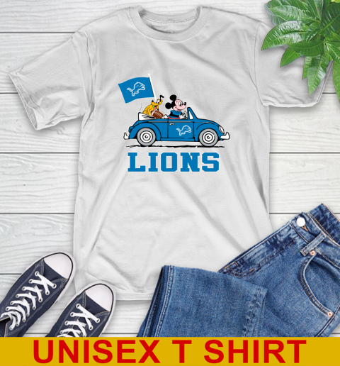NFL Football Detroit Lions Pluto Mickey Driving Disney Shirt T-Shirt