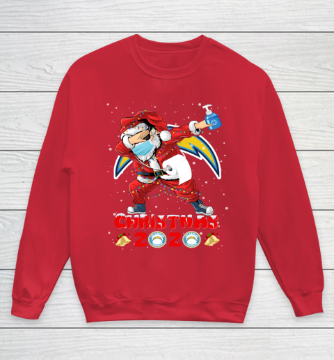 Los Angeles Chargers Funny Santa Claus Dabbing Christmas 2020 NFL Youth Sweatshirt 7