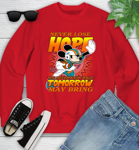 Miami Dolphins NFL Football Mickey Disney Never Lose Hope Youth Sweatshirt 8