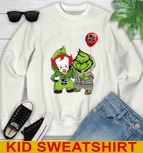 Los Angeles Kings Baby Pennywise Grinch Christmas NHL Hockey Youth Sweatshirt