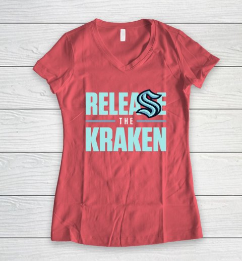 Release The Kraken T Shirt – Seattle Kraken Women's V-Neck T-Shirt 4