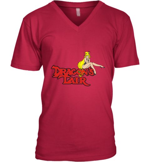 2vrx dragons lair daphne baseball shirts v neck unisex 8 front cherry red