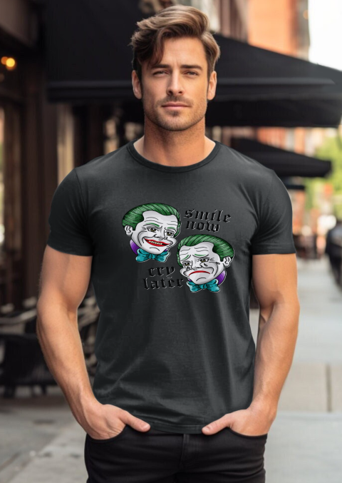 xfgr best smile now cry later clown merch classic t shirt 2 front black