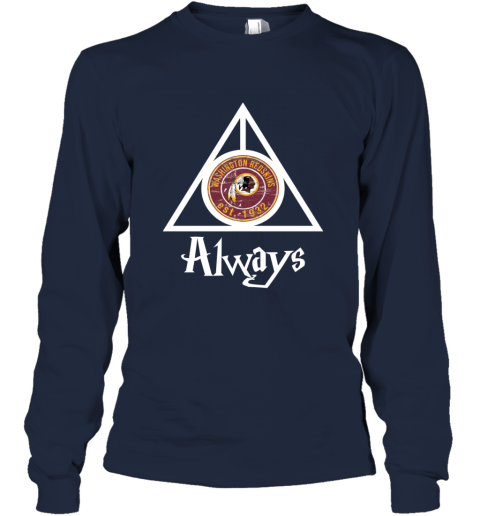 Always Love The Washington Redskins x Harry Potter Mashup NFL h0ap always love the washington redskins x harry potter long sleeve tee 14 front navy