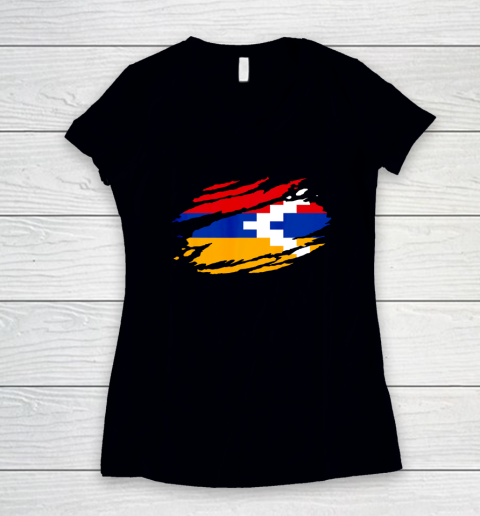 Artsakh Flag Proud Artsakh Support Artsakh Strong Armenia Women's V-Neck T-Shirt