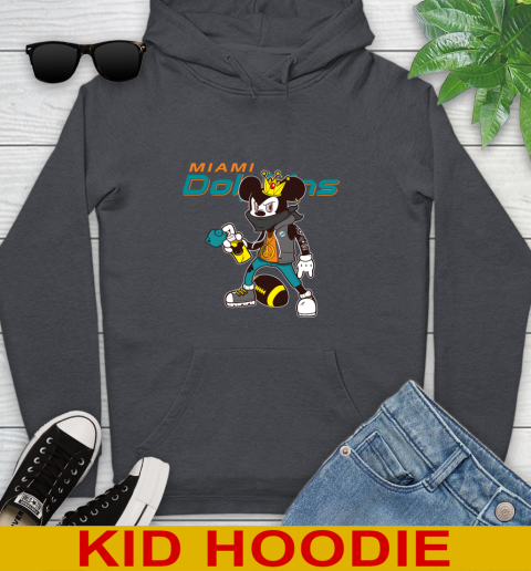 Miami Dolphins NFL Football Mickey Peace Sign Sports Youth Hoodie 9