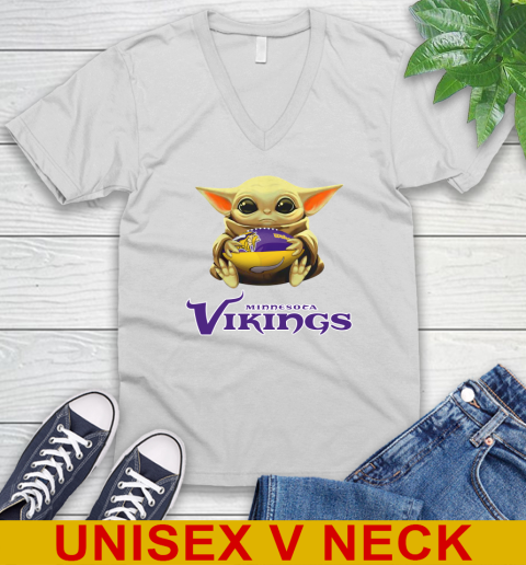 NFL Football Minnesota Vikings Baby Yoda Star Wars Shirt V-Neck T-Shirt