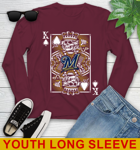 Milwaukee Brewers MLB Baseball The King Of Spades Death Cards Shirt Youth Long Sleeve 6