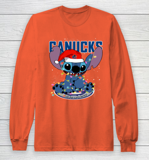 Vancouver Canucks NHL Hockey noel stitch Christmas Long Sleeve T-Shirt 3