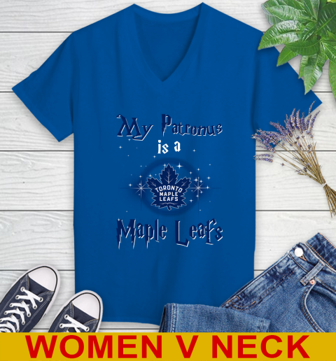 NHL Hockey Harry Potter My Patronus Is A Toronto Maple Leafs Women's V-Neck T-Shirt 9