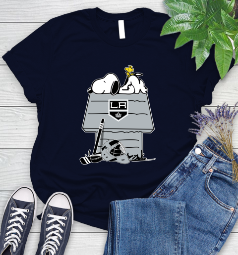 Los Angeles Kings NHL Hockey Snoopy Woodstock The Peanuts Movie Women's T-Shirt 3