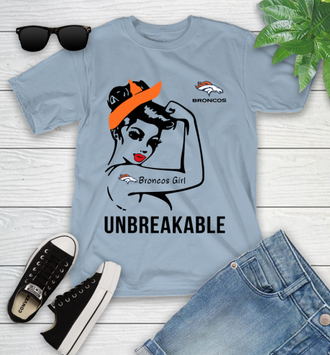 NFL Denver Broncos Girl Unbreakable Football Sports Youth T-Shirt 6