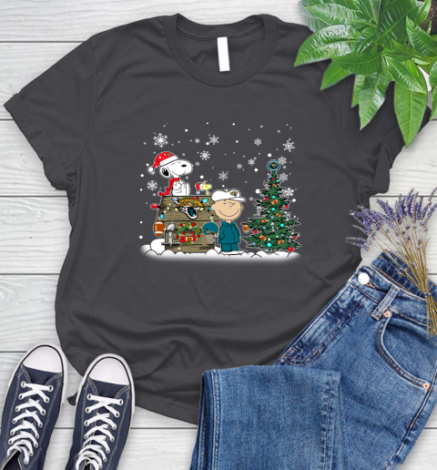 NFL Jacksonville Jaguars Snoopy Charlie Brown Christmas Football Super Bowl Sports Women's T-Shirt 8