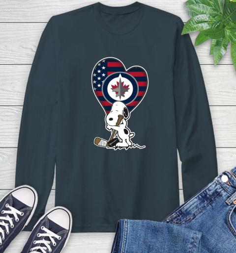 Winnipeg Jets NHL Hockey The Peanuts Movie Adorable Snoopy Long Sleeve T-Shirt 8