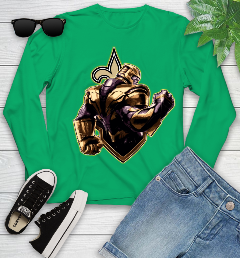 NFL Thanos Avengers Endgame Football Sports New Orleans Saints Youth Long Sleeve 6