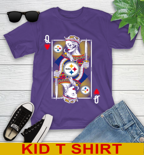 NFL Football Pittsburgh Steelers The Queen Of Hearts Card Shirt Youth T-Shirt 3