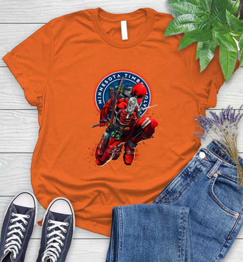 NBA Deadpool Marvel Comics Sports Basketball Minnesota Timberwolves Women's T-Shirt 4