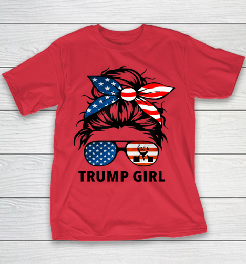 Trump Girl American Flag Glass Youth T-Shirt 6
