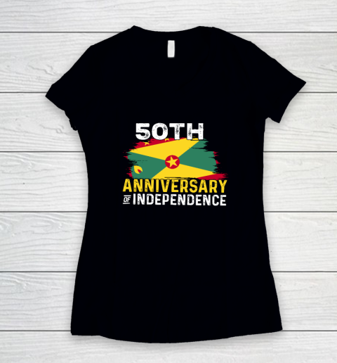 Grenada 50th Independence 50 Anniversary Grenadian Flag Women's V-Neck T-Shirt