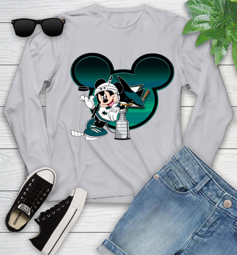 NHL San Jose Sharks Stanley Cup Mickey Mouse Disney Hockey T Shirt Youth Long Sleeve 5