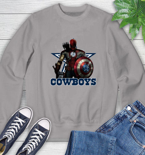 NFL Captain America Thor Spider Man Hawkeye Avengers Endgame Football Dallas Cowboys Sweatshirt 5