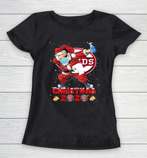 Cincinnati Reds Funny Santa Claus Dabbing Christmas 2020 MLB Women's T-Shirt