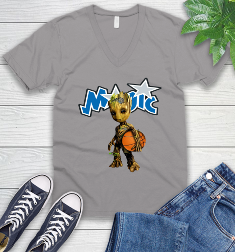 Orlando Magic NBA Basketball Groot Marvel Guardians Of The Galaxy V-Neck T-Shirt 4